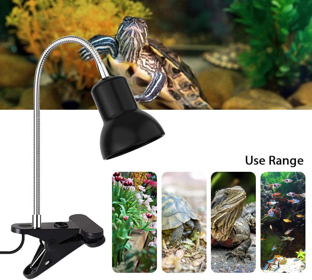 ECOSI Lámpara para Tortuga, Lámpara Tortuga UVB UVA de 25W, 360° Rotación Lámpara de Calor Reptil Anfibioss Lámpara de Cristal de Tortuga para Tortuga, Lagartos, Camaleones ect