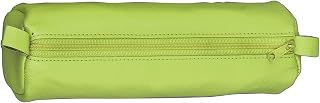 Alassio 43142 - Rollo de Piel auténtica, Color Verde Claro, 21 x 6 cm, Estuche Redondo, Estuche para bolígrafos, con Cremallera