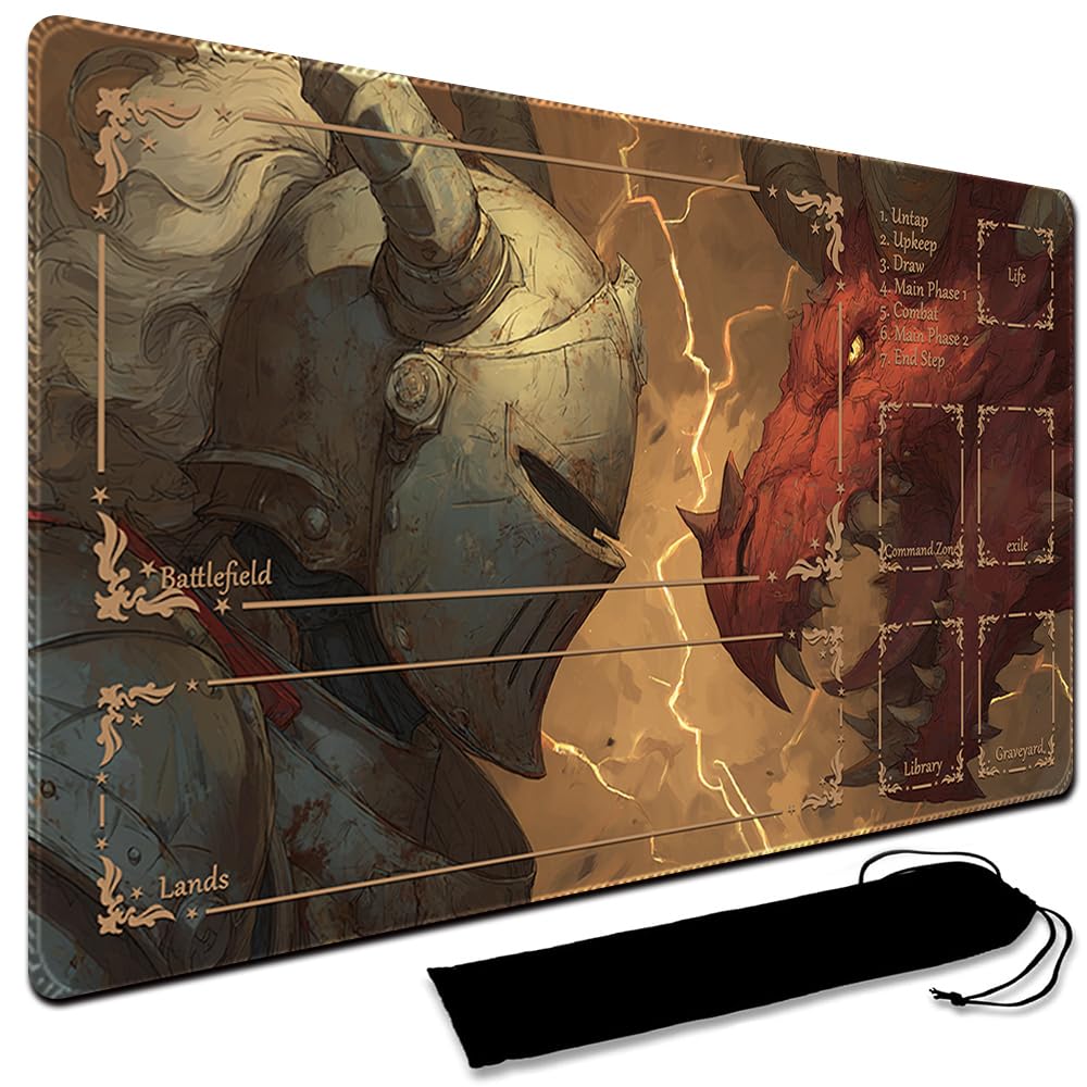 MTG Playmat,With Waterproof Storage black Bag Szie 60 x 35CM , With Zone MTG playmat Stitched Edges Game Play Mat Trading Card Game Playmats TCG Game Mat (With Zone,5)