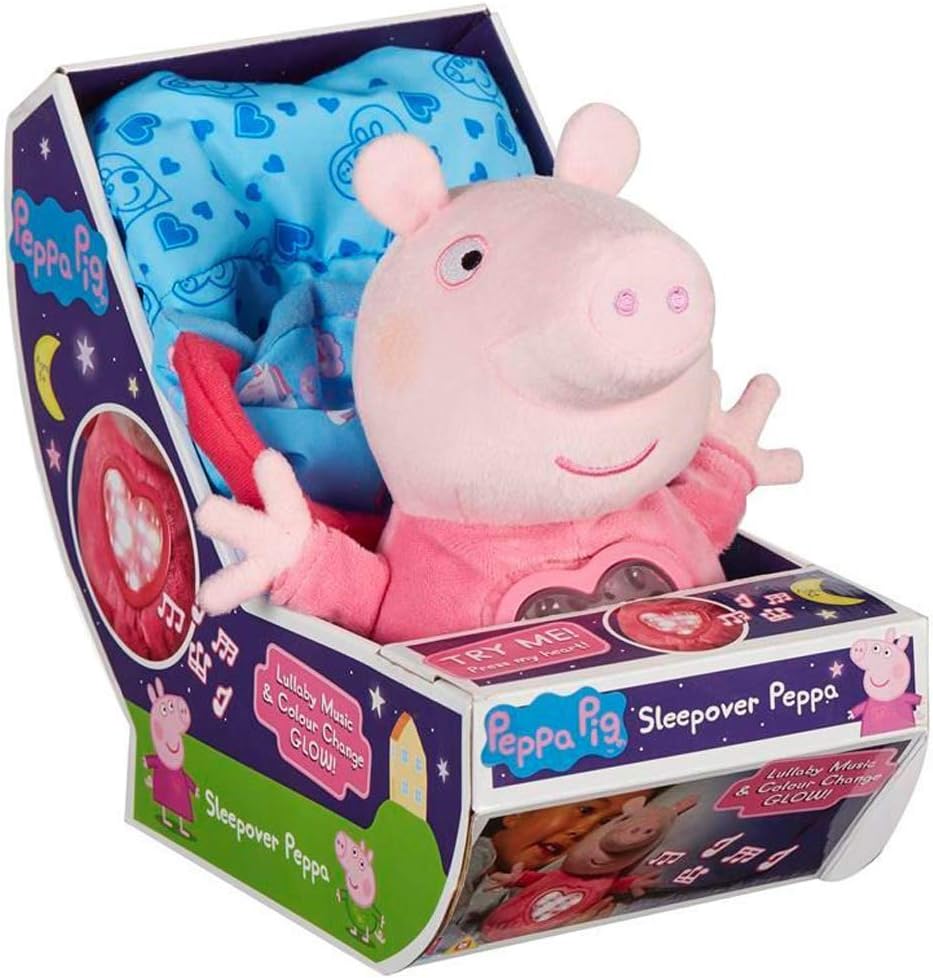 SLEEPOVER PEPPA SOFT TOY BEDTIME LULLABY TOY WITH LIGHTS AND SOUNDS PRESCHOOL GIFT AGE 3, 4, 5, Pink