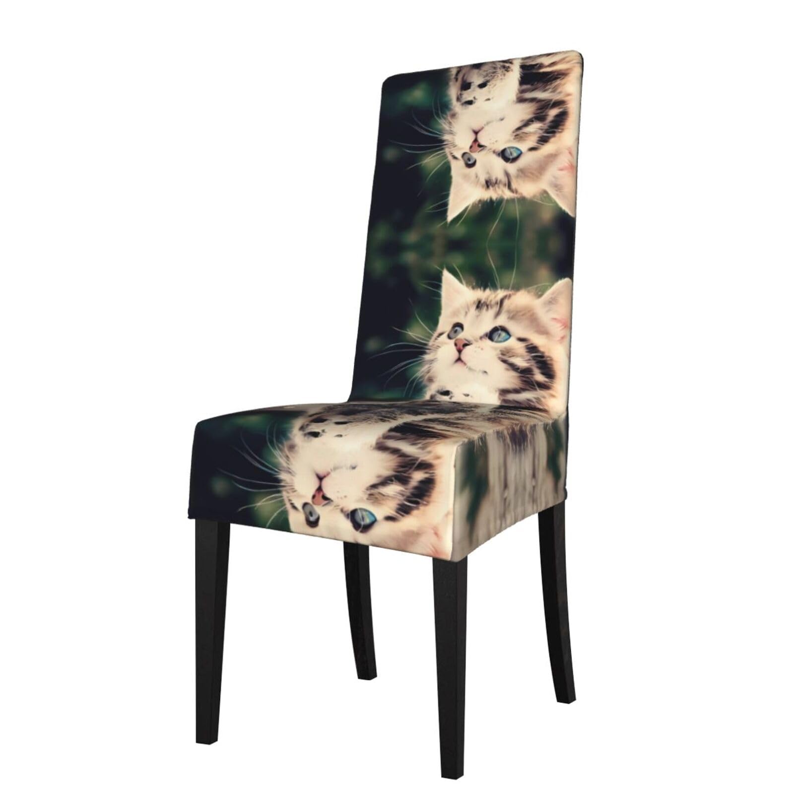 YYHHAOFA Cat Prints Dining Chair Throws - Stretchable Polyester-Spandex Slipcovers for Refreshing Your Dining Room Decor