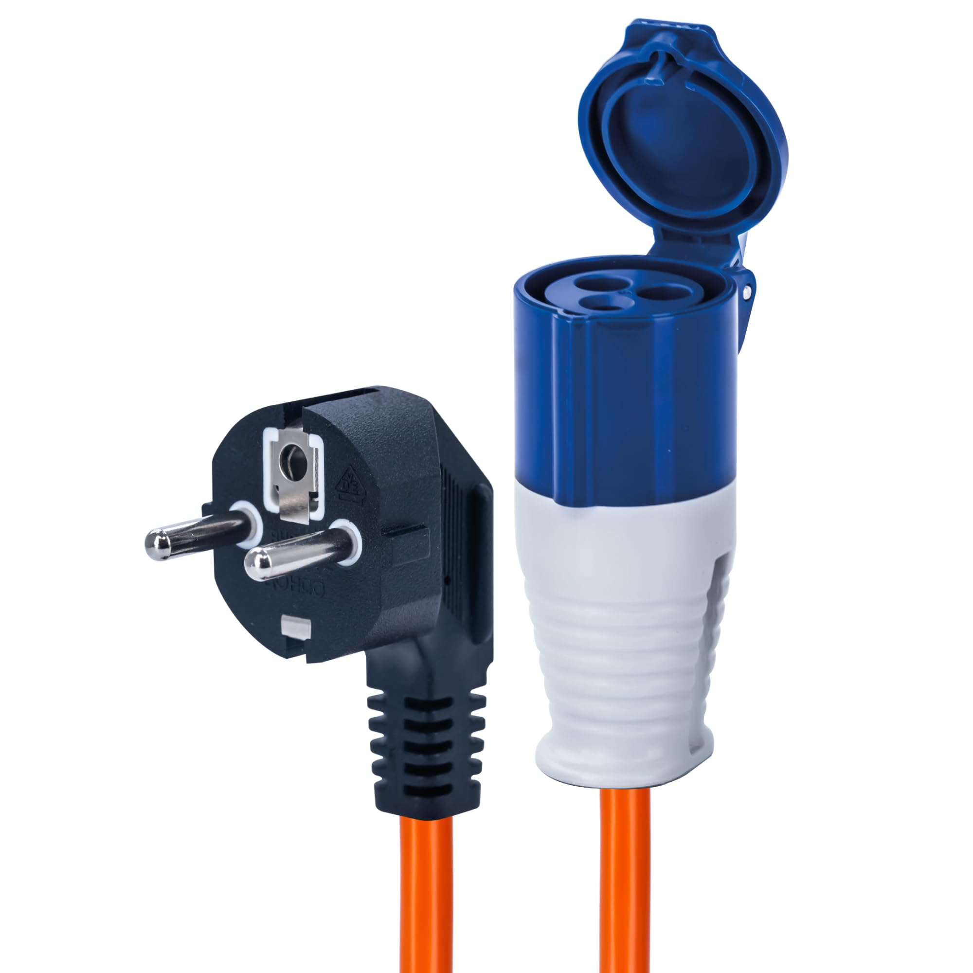 Status UK to European Plug Adaptor, 16A Site Socket, 20cm, IP44 Weatherproof – Ideal for Camping, Caravans, Motorhomes & Construction Sites (16ASTEURO1PK10)