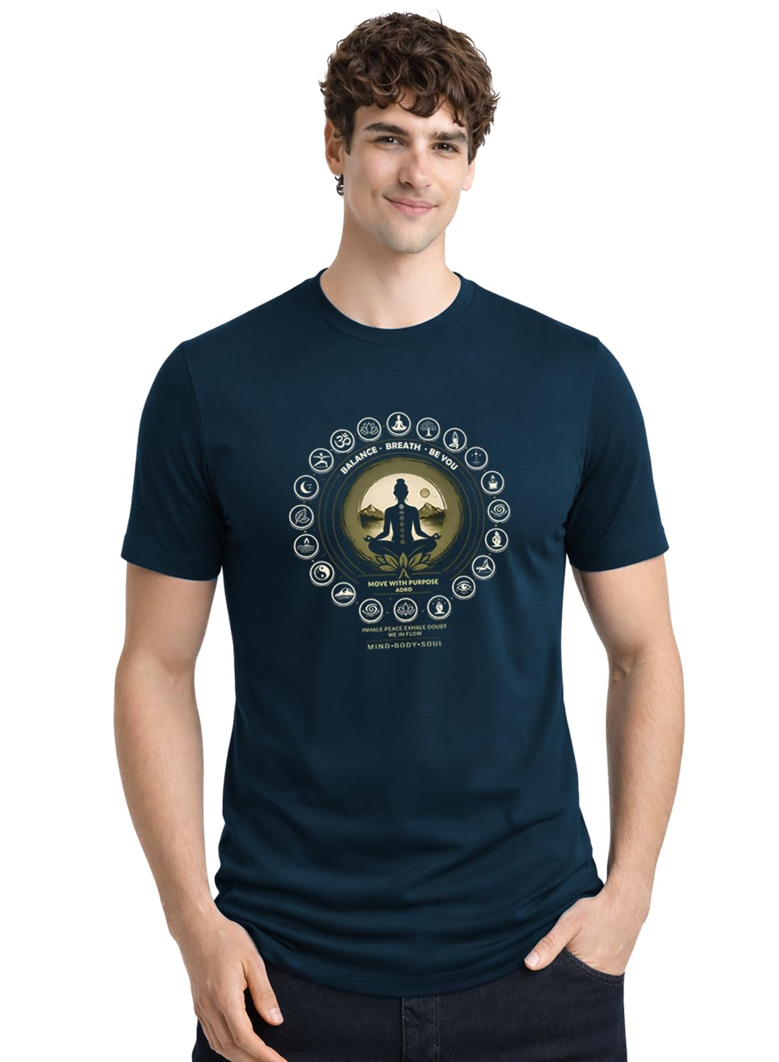 Yoga T-Shirt for Men | Mandala Printed Cotton Tshirt | Regular Fit Casual T-Shirts | Premium Summer Tshirts-image-10