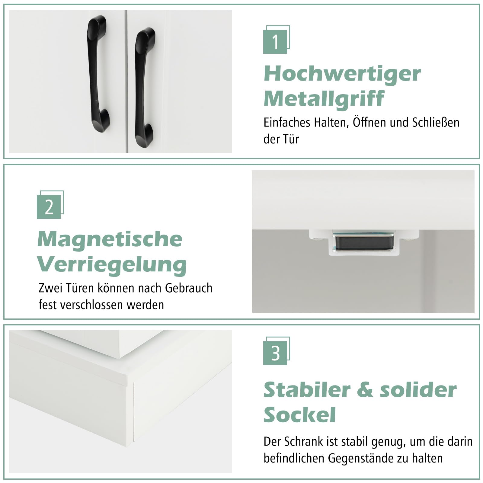 COSTWAY szafka kuchenna, szafka magazynowa, szafka do przechowywania z 2 drzwiami i 6 regulowanymi półkami, szafka wielofunkcyjna do kuchni, salonu, jadalni, 60 x 40 x 120 cm, biały