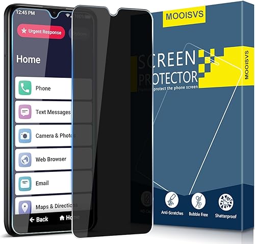Paquete de 2 protectores de pantalla de vidrio templado para privacidad Jitterbug Smart 4, película de vidrio templado Ultra HD, antiespía, dureza