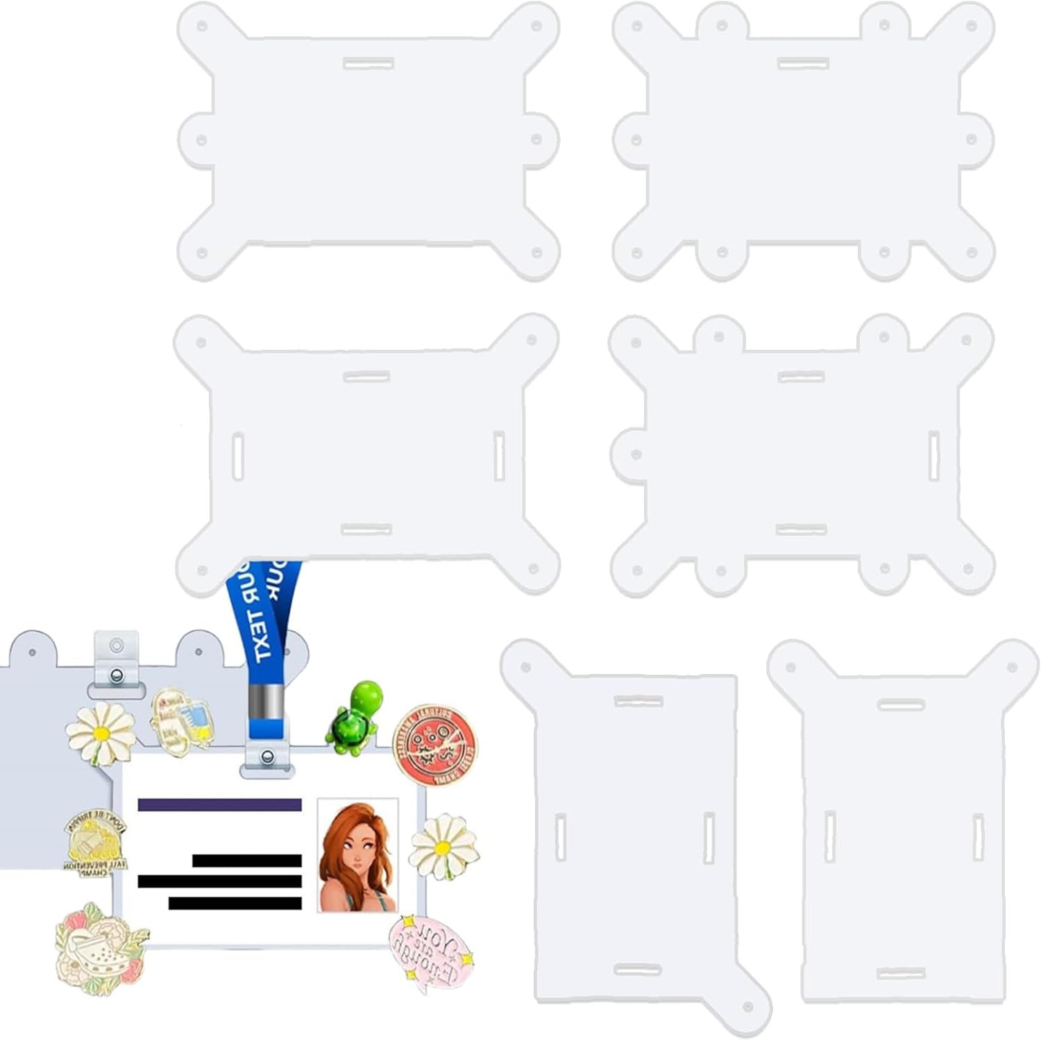 Zheigaoxea Badge Buddy Pin Holder, Six Styles of Nurse Badge Pin Holder, Acrylic Badge Topper Adapter, Badge Buddy Pin Holder for Displaying Badge Accessories, Badge Pin Holder for Nurse ID, Student,