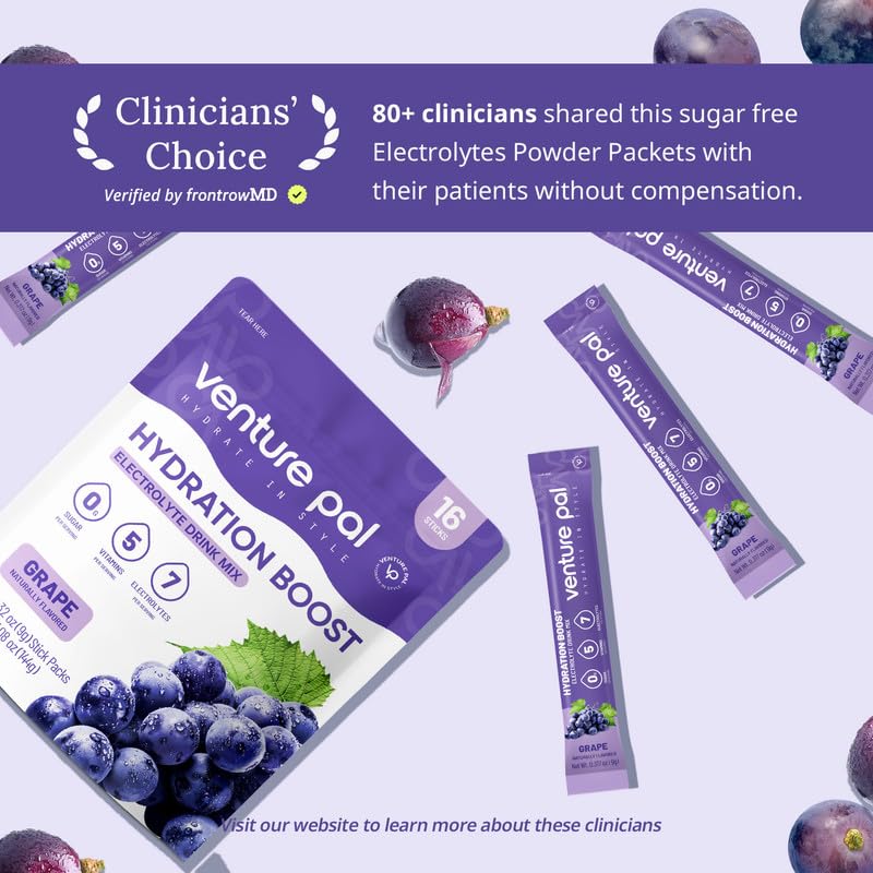 Miniatura 5 de Venture Pal Paquetes de electrolitos en polvo sin azúcar, mezcla de bebida líquida diaria IV para hidratación rápida y recuperación de fiestas, 5