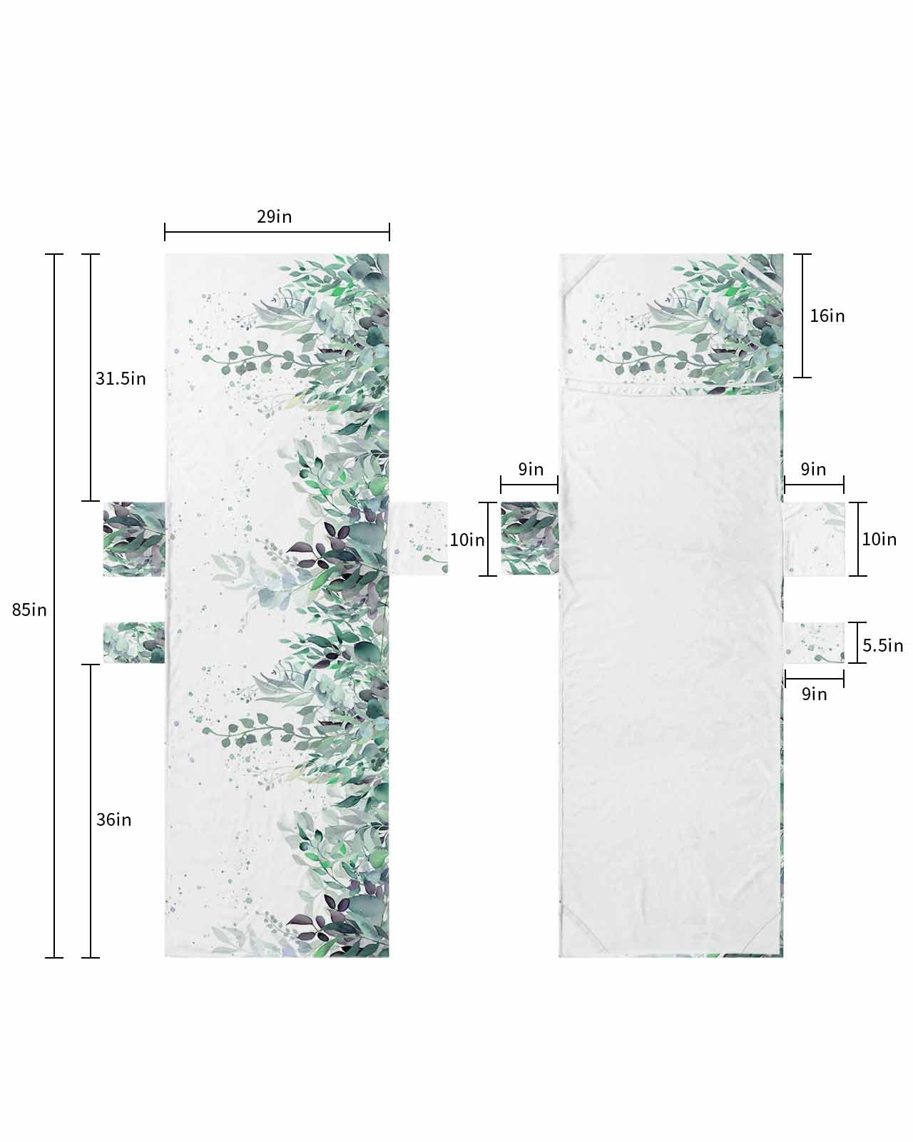 Teal Eucalyptus Leaves Beach Lounge Chair Towel Cover, Soft Chaise Lounge Towel with Side Pockets Patio Pool Chairs Cover for Beach/Pool Sunbathing 29x85 Watercolor Spring Botanical