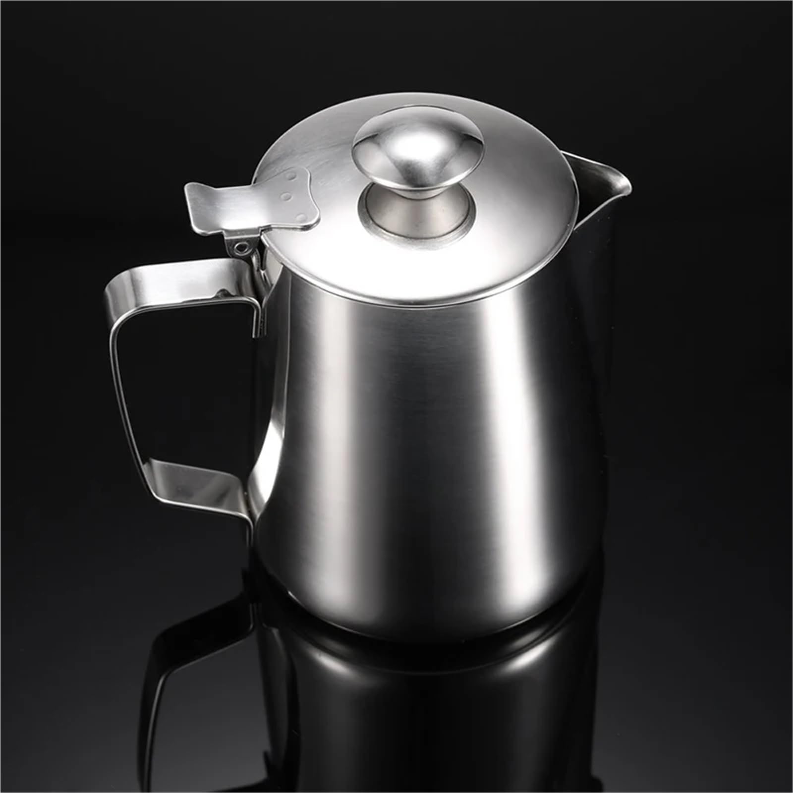 Genérico Jarra for espumar leche, jarra de vapor de acero inoxidable 430 con tapa for preparar café(1400ml)
