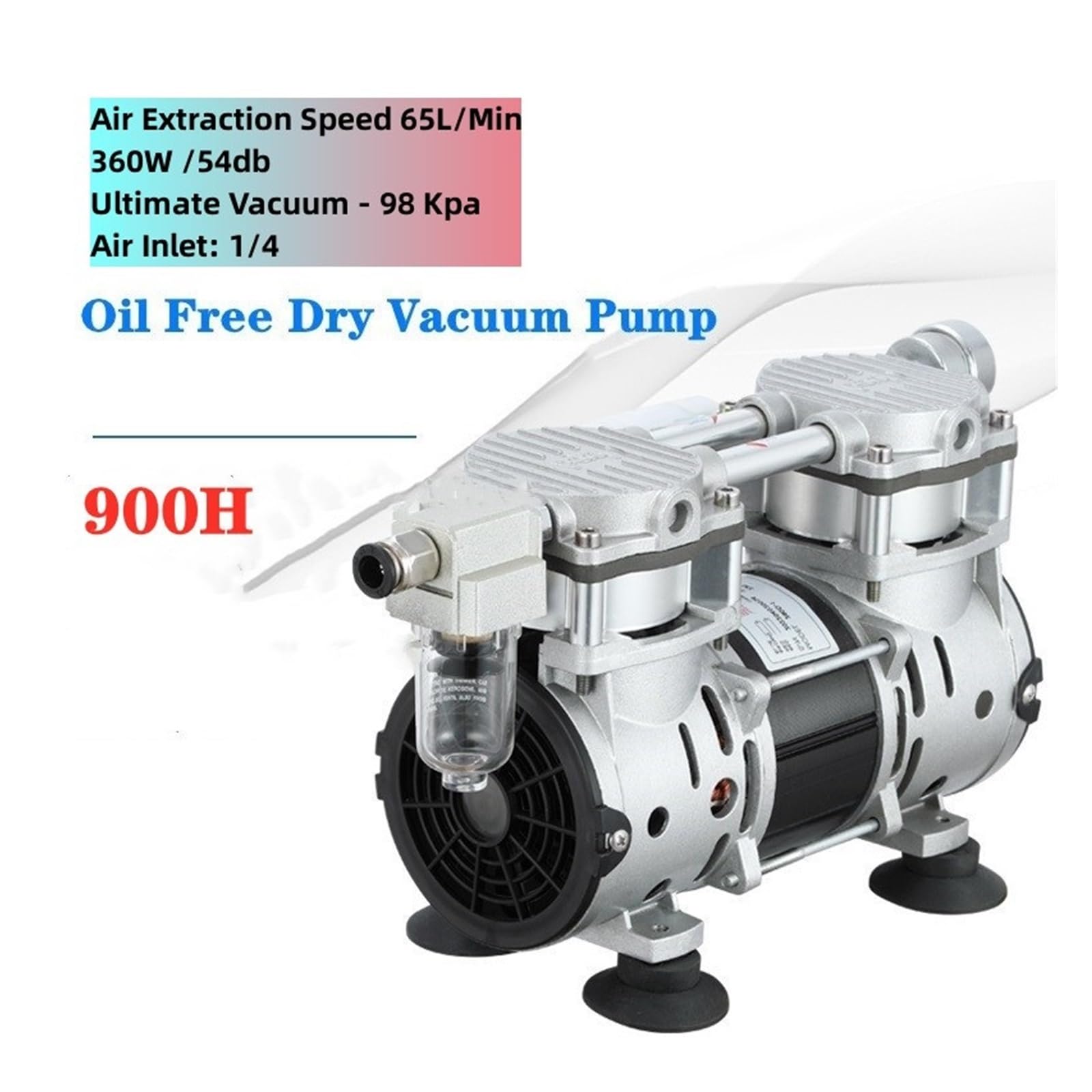 Ölfreie Vakuumpumpe, kleine industrielle Luftabsaugpumpe, Testraum-Saugfiltration, leise Unterdruckpumpe(900H-65L-98Kpa)