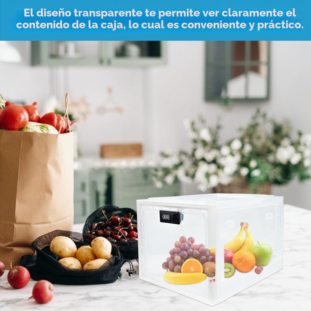 ADERTOS Caja de Almacenamiento con Cerradura Caja de Bloqueo de Medicamentos Cajas de Bloqueo Transparente Box de Seguridad para Medicamentos, Alimentos, Aperitivos, Teléfono (Blanco)