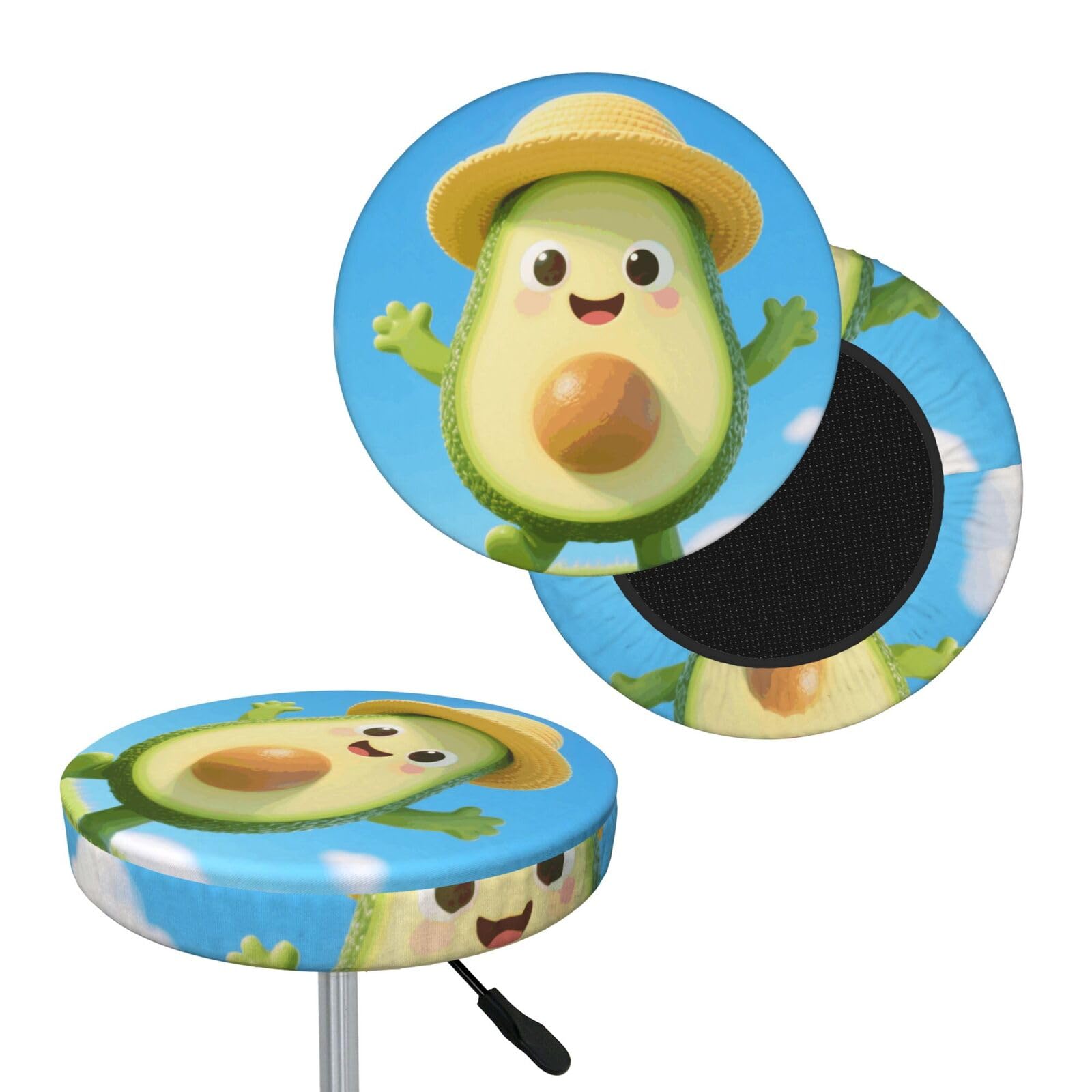 FekiLoot Avocado Cute Round Bar Stool Covers Stretch Washable Bar Stool Covers Dustproof Slipcover Bar Chair Covers with Elastic Band for Bar Kitchen Living Room Decor 13 Inch