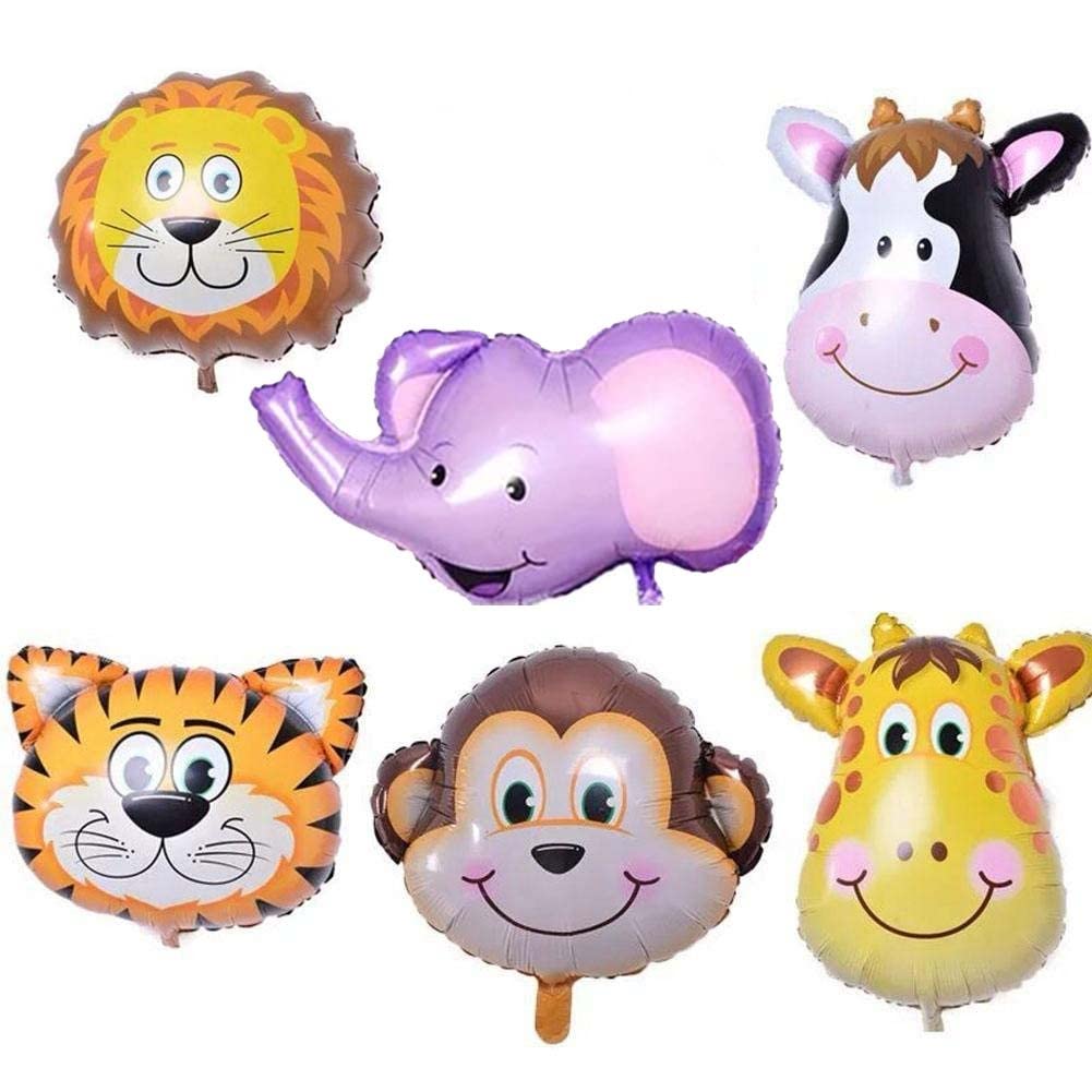 GIFTSHOTSPOT6 Pcs Giant Zoo Animal Balloons Kit For Jungle Safari Animals Theme Birthday Party Decorations