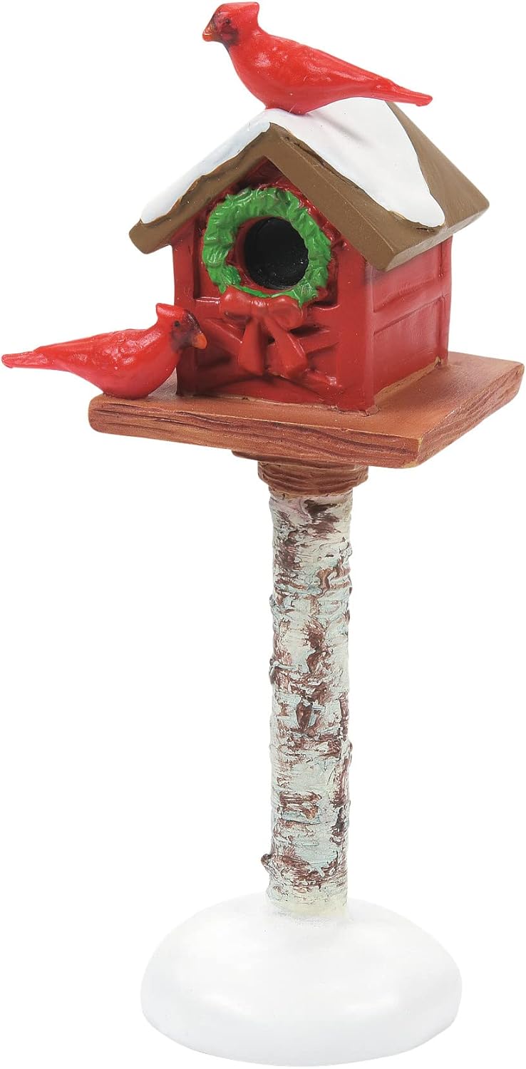 Department 56 Accessories for Village Collections Cardinal on Christmas Bird Feeder Figurine, 3.5 Inch, Multicolor