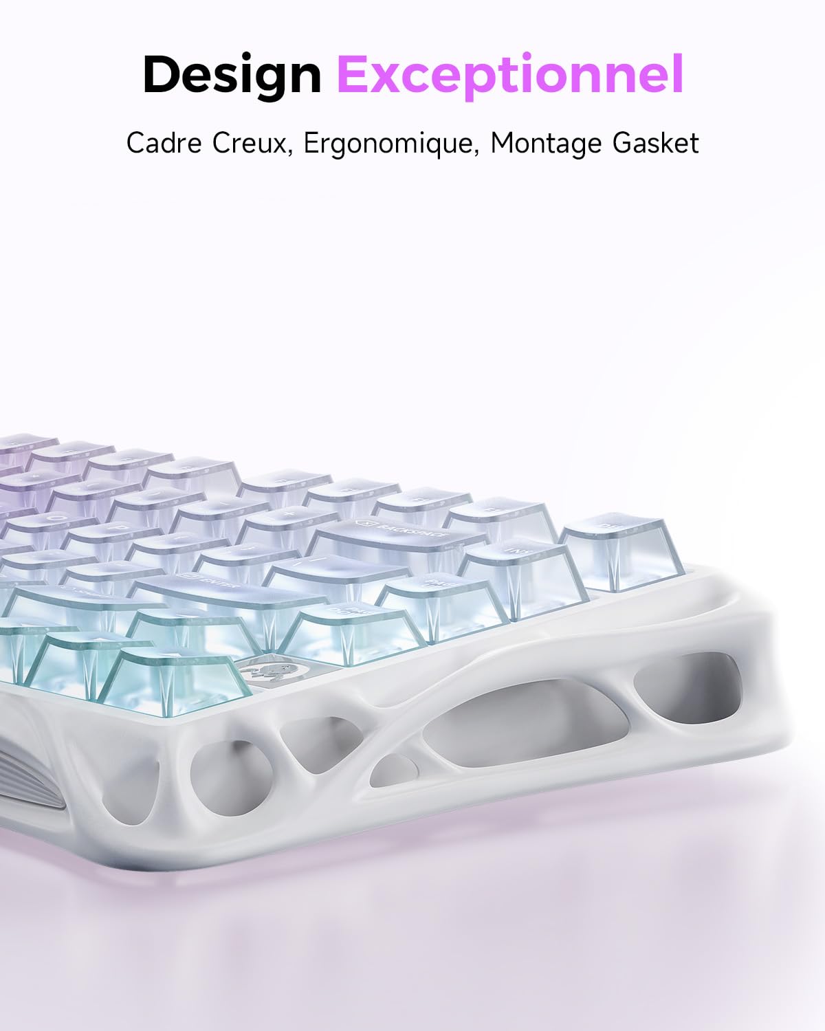 GravaStar Mercury K1 Lite Clavier Mécanique de Jeu avec BT5.0/2.4G /Type-C, 75% Gasket Clavier Gamer RGB Rétroéclairé, Commutateurs Linéaires Pré Lubrifiés, QWERTY (Crystal Aurora)
