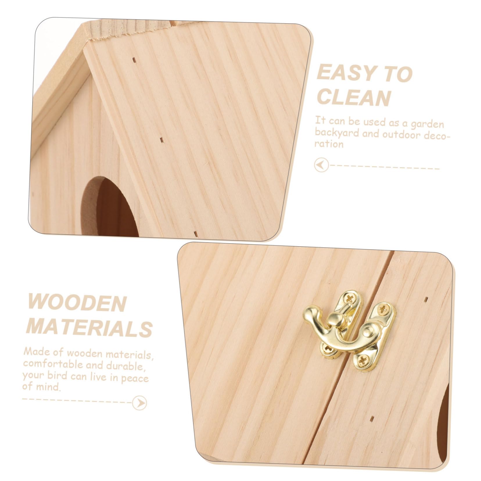 HEMOTON Caja de Cría para Periquitos de Madera Natural Nido Cálido para Aves Pequeñas Fácil Montaje Protección contra Viento y Depredadores para Jardín y Uso Doméstico
