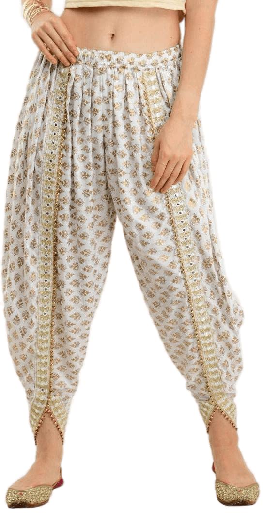 STYLORIATR Lightweight Maternity Dhoti Pants Soft Rayon Fabric Dhoti Waist Size (32-38 INCHES (XL/XXL)) White Printed Pack of 1-picture-31