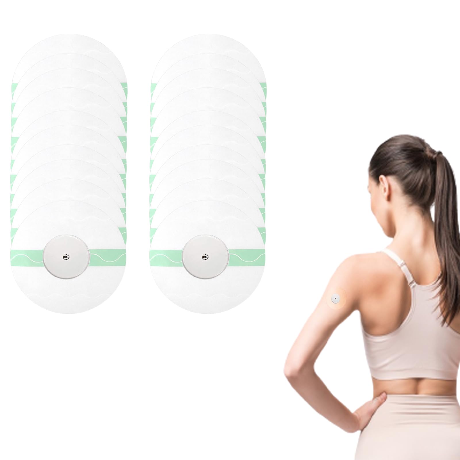 20Pcs Sensor Covers,Freestyle Adhesive Patches,Breathable Latex-Free Glucose Sensor Covers,Transparent Glucose Monitor Protector with No Glue on The Center Waterproof Strong Stick