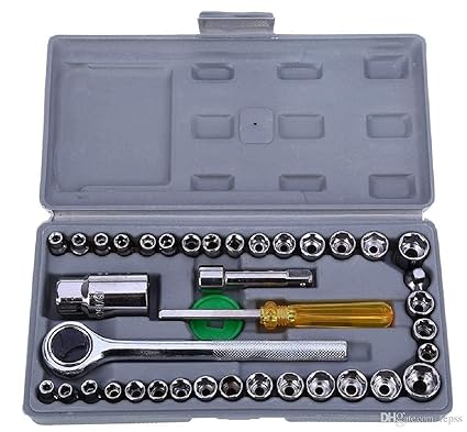 AMAFHH 40 in 1 Pcs Tool Kit and Screwdriver Socket Set | Automobile Tool Box Set With Sockets & Wrenches | Sleeve Suit Hardware Auto Car Repair Tools Socket Wrench