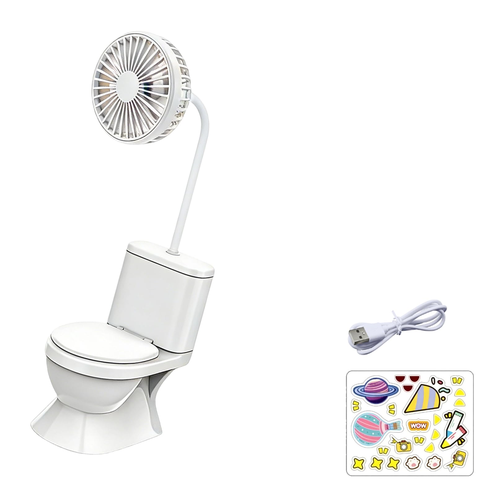 Elnwnnkc Toilet Shape Desktop Fan USB Rechargeable Desk with Quiet Motor for Indoor Outdoor Use Cooling Tool Low Noise Bedroom