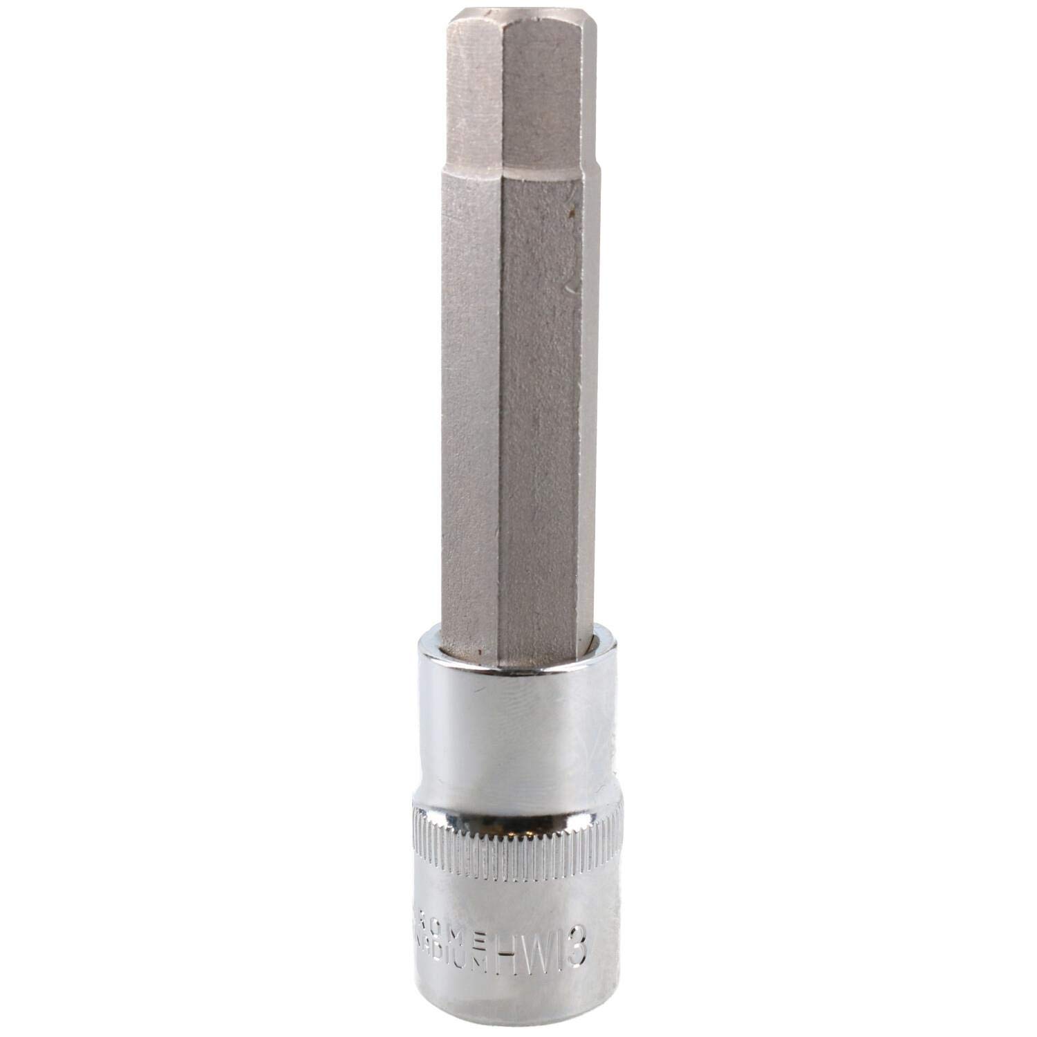 13mm Hex Allen Key Long Bit Internal Socket Metric 1/2" Drive 100mm Length Cr-V