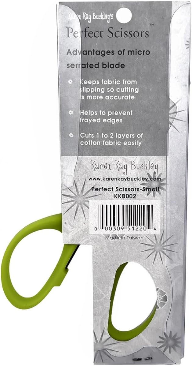 Karen Kay Buckley® Perfect Scissors™, Small 4-3/16 Inch #KKBPSS Micro-Serrated Non-Slip Blades for Appliqué, Thread Snipping, Quilting, Sewing, Patchwork, Crafts. Sharp Blades to Cut Detailed Shapes