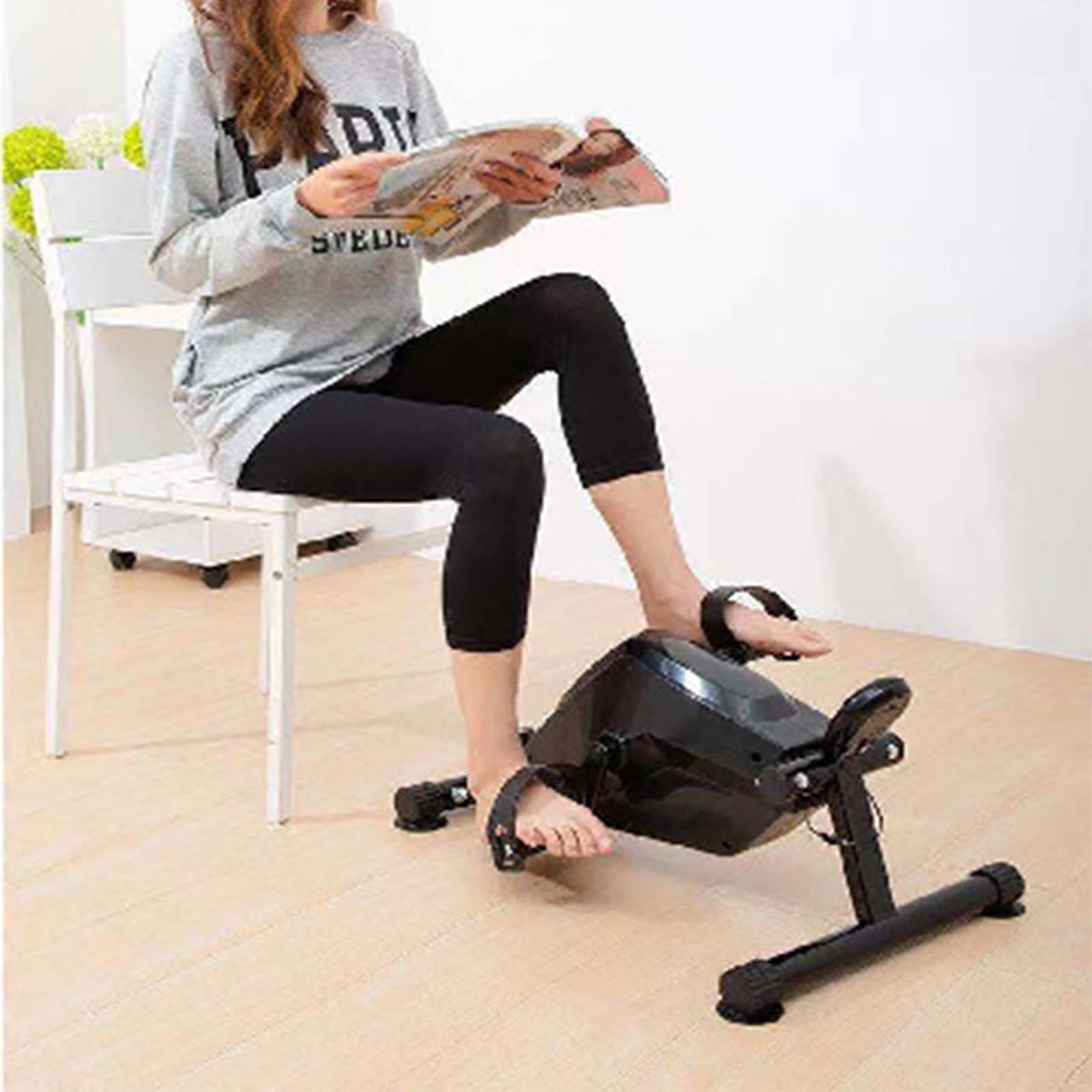 Mini rower treningowy z magnetycznym sterowaniem, rower treningowy do treningu nóg, stepper dla osób starszych, rower treningowy Stovepipe Maine, rower treningowy rehabilitacyjny, czarny (biały)