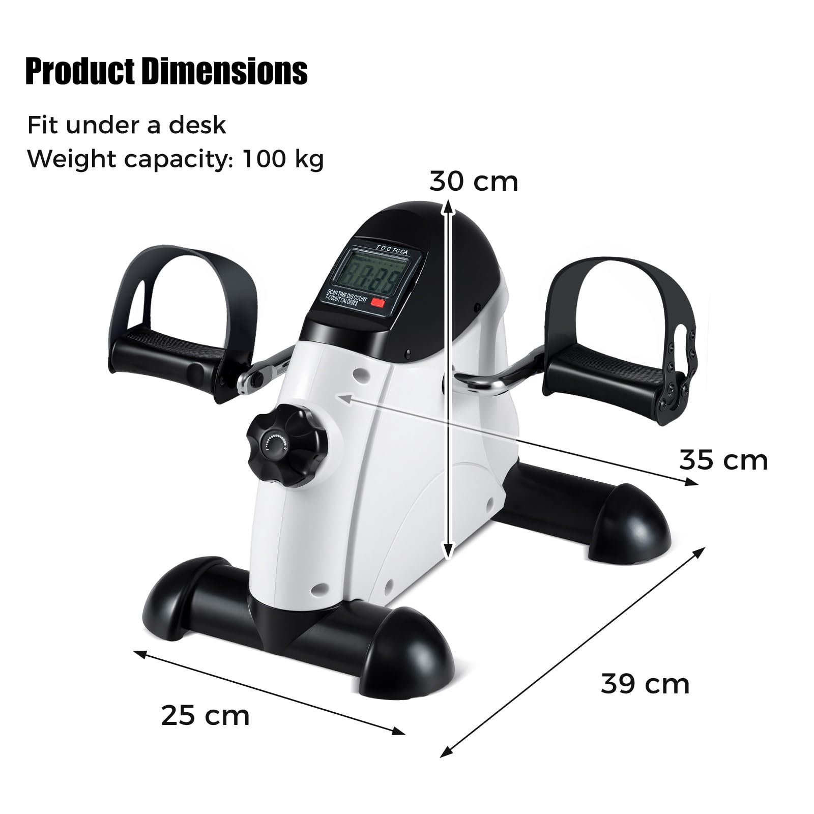 KOMFOTTEU Pedaltrainer für Arm- & Beintraining, Unter-Schreibtisch Fahrrad, Beintrainer Armtrainer mit verstellbarem Widerstand & LCD-Display, Fitnesstrainer Fitnessgerät Rad