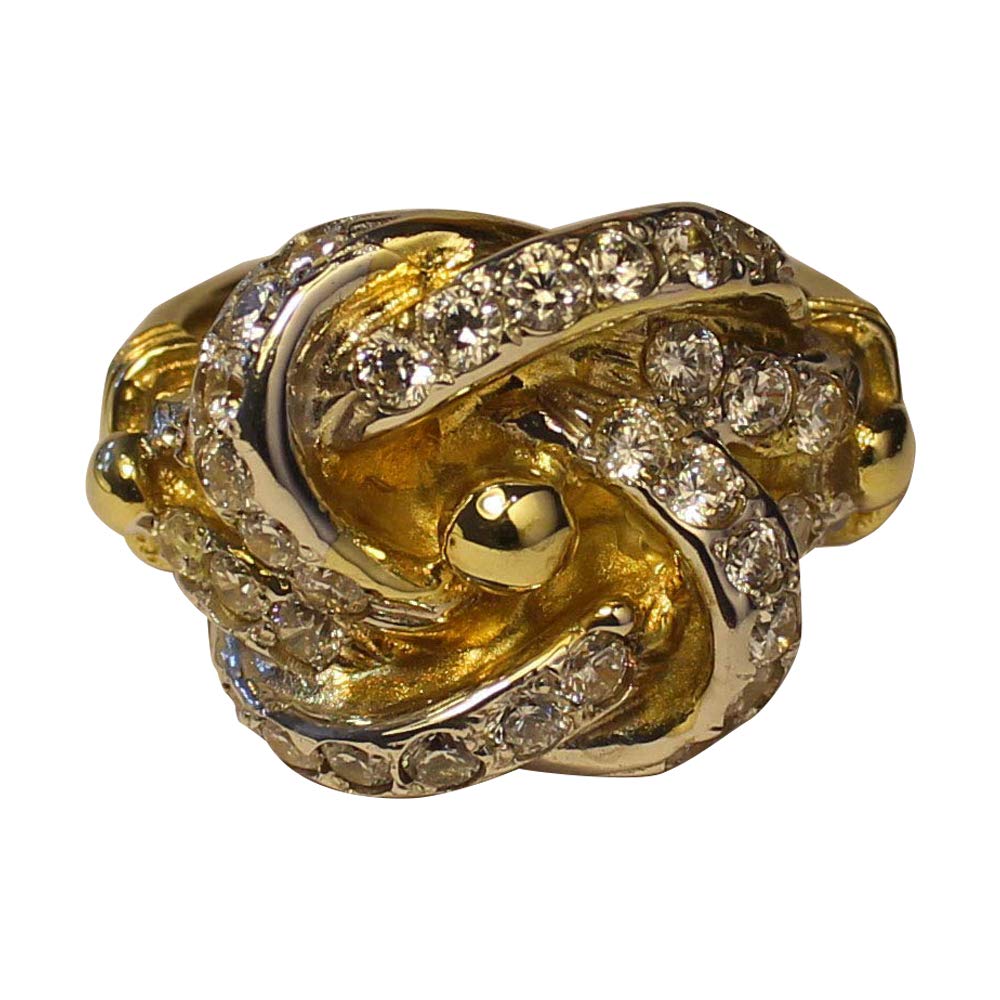 Romany CastingsMen's 9ct Solid Gold Large Knot Ring White CZ 91g Hallmarked 40 x 30 mm Any Size