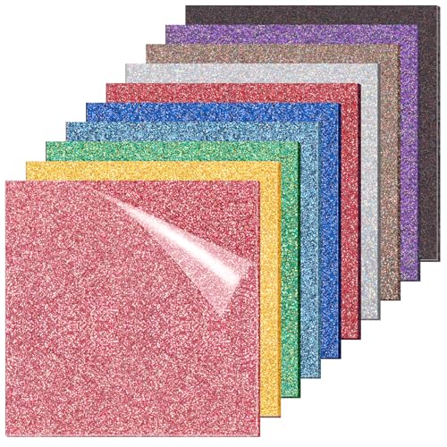 Adrattnay Glitter Acrylic Sheets for Laser Cutting, 10-Color 8 x 8in Sparkling Cast Acrylic Sheet 1/8 for Laser with Dual Protective Film for DIY Craft, Home Decor, Outdoor Signs Laser Engraving Blank