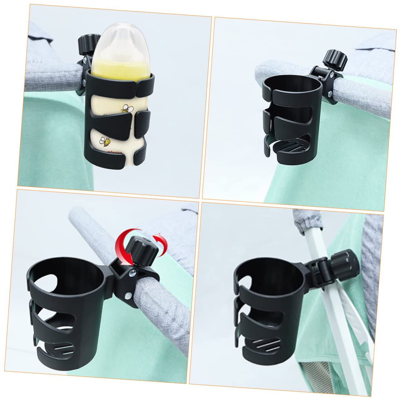 Toyvian 2pcs Stroller Cup Holder Clamp Bottle Holder Rack Stroller Accessories Outdoor Travel