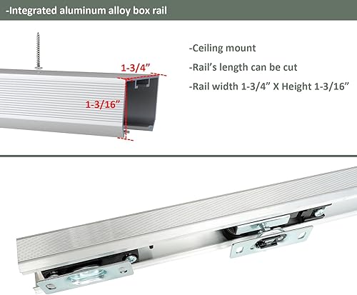 Miniatura 4 de DIYHD Kit de riel de puerta interior plegable de 72 pulgadas, montaje en techo con kit de puerta plegable para armario de 4 puertas, ancho de puerta