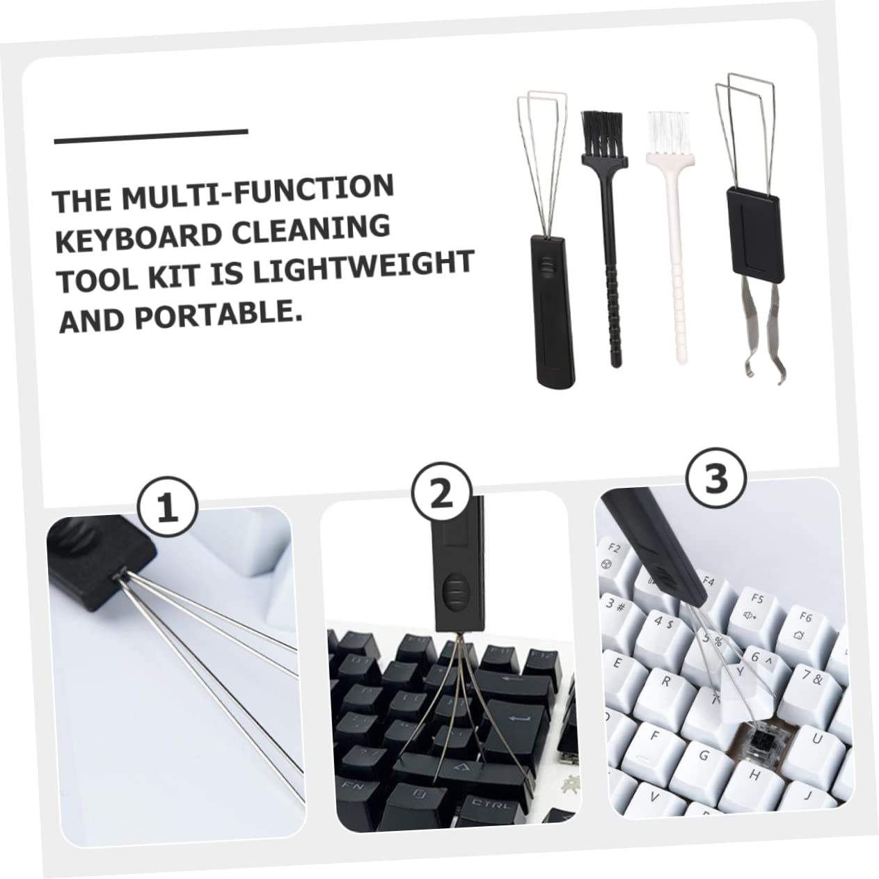 HOMOCONO Shaft and Key Extraction Brush Set Keyboard Cleaning Set Computer Cleaning Kit Portable