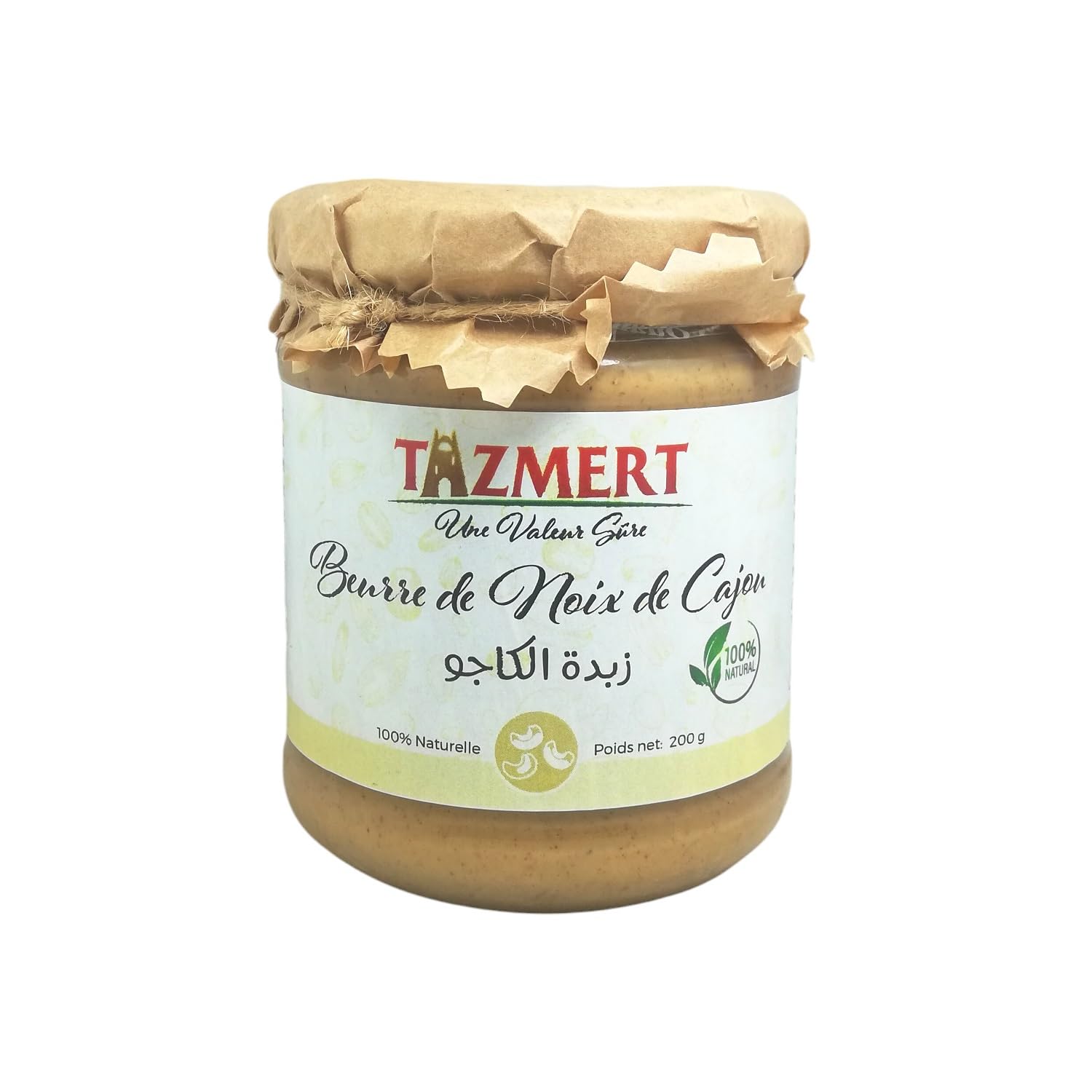 TAZMERT Beurre de noix de cajou Algérien - 100% Naturel, Sans Additifs - Pot de 200g