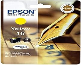 Epson 16 Stylo Plume Jaune, Cartouche d'encre d'origine, WF-2010W WF-2510WF WF-2520NF WF-2530WF WF-2540WF WF-2630WF WF-2650DWF WF-2750DWF WF-2660DWF WF-2760DWF