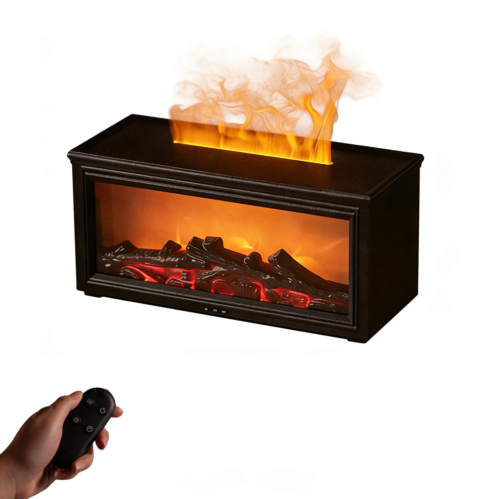 ThreeH 280ml dyfuzor kominkowy z realistycznym efektem płomienia 3D, kontroler, timer, 7 kolorów LED i automatycznym wyłączaniem
