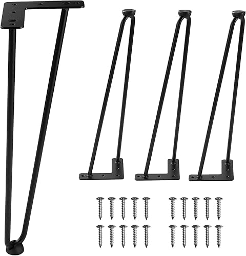 Ironalita Juego de 4 patas de horquilla, patas de metal para muebles, proyectos modernos de bricolaje para mesitas de noche, mesa auxiliar, mesa