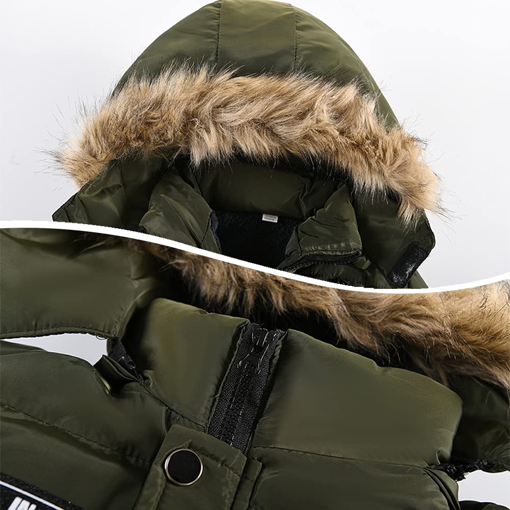 Niño Abrigo de Invierno Calida Chaqueta con Pelo Capucha Parka con Estampado de Letras Chaqueta nieve Ropa Exterior Infantil