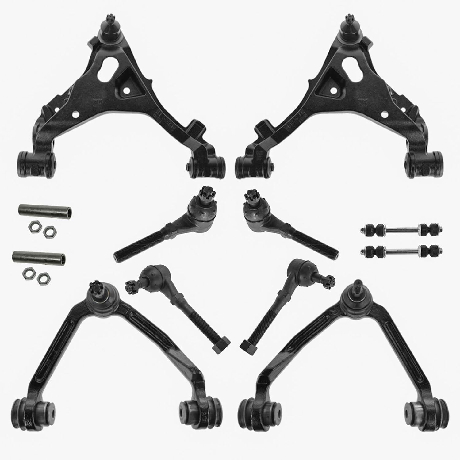 TRQ Front Steering & Suspension Kit Control Arm with Ball Joint Sway Bar Stabilizer Link Tie Rod Tie Rod Adjusting Sleeve Compatible with Ford Lincoln