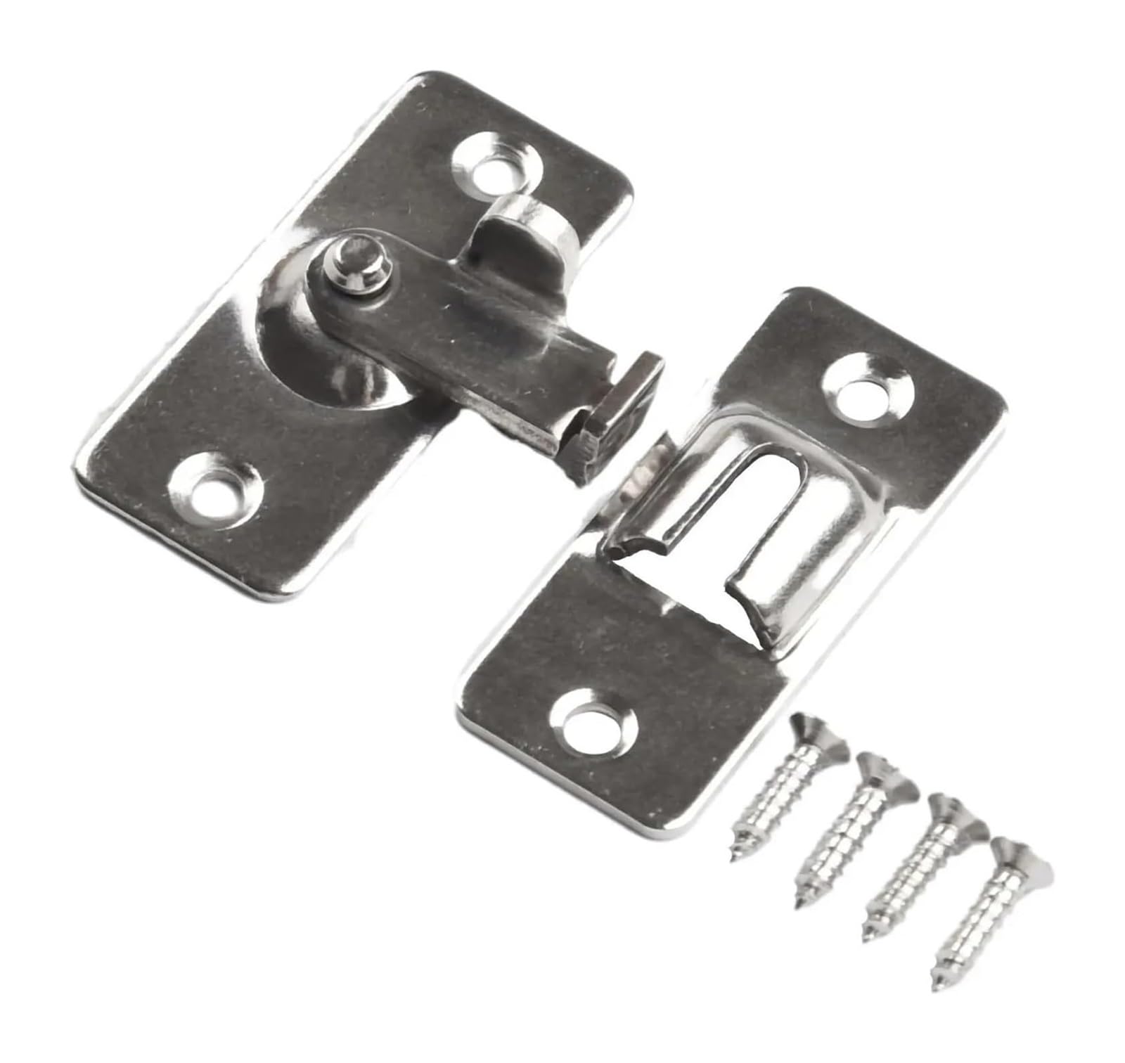 Door Lock Bolt, Door Lock Slide Gate Latch 2Pcs Stainless Steel Silver Black for Casement Cabinet Security(Silver)