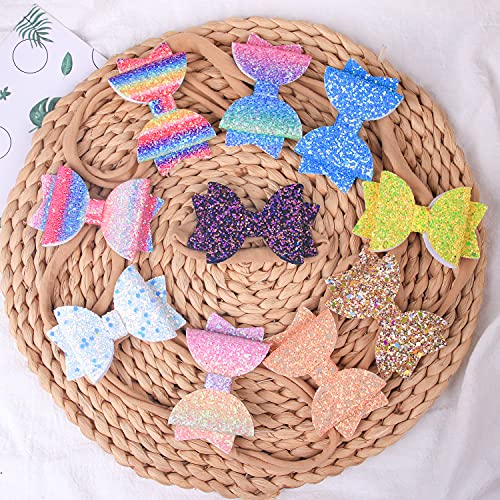 22Pcs Baby Girls Nylon Headbands 3''Glitter Hair Bows Headbands Elastic Hairbands Hair Accessories For Infants Newborn Toddlers Kids #TOP3