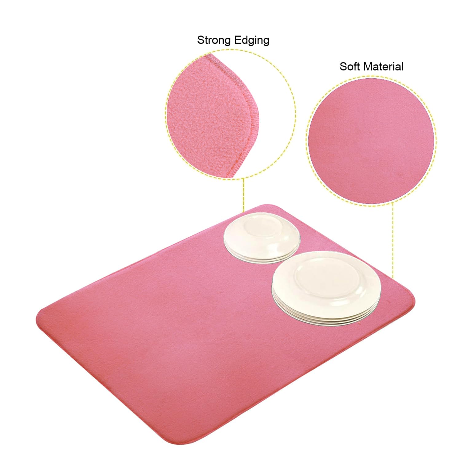Kuber Industries Microfiber Dish Drying Mat - Reversible, Absorbent Kitchen Mat - 50x70 - Pink 4