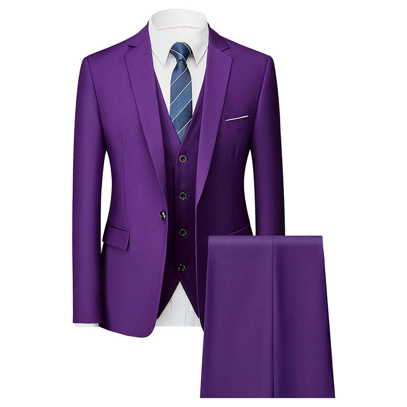Uomo 3 pezzi Set Vestito Colore Solido Abito Business Giacca con Pantaloni Set Abito da Sfera Festa di Nozze per gli Uomini