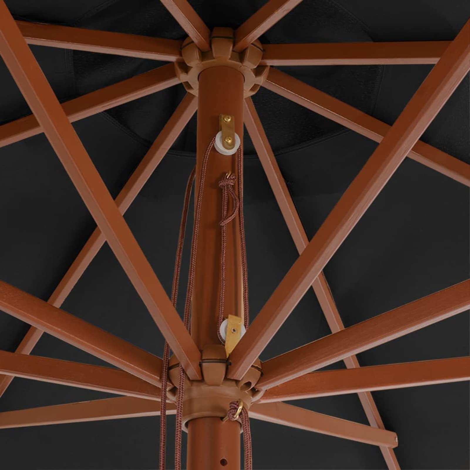 Homgoday Sombrilla de jardín con Palo de Madera 350 cm Gris Antracita Sombrilla Terraza Exterior, Sombrilla Jardín Grande Orientable Jardín Parasol Balcón