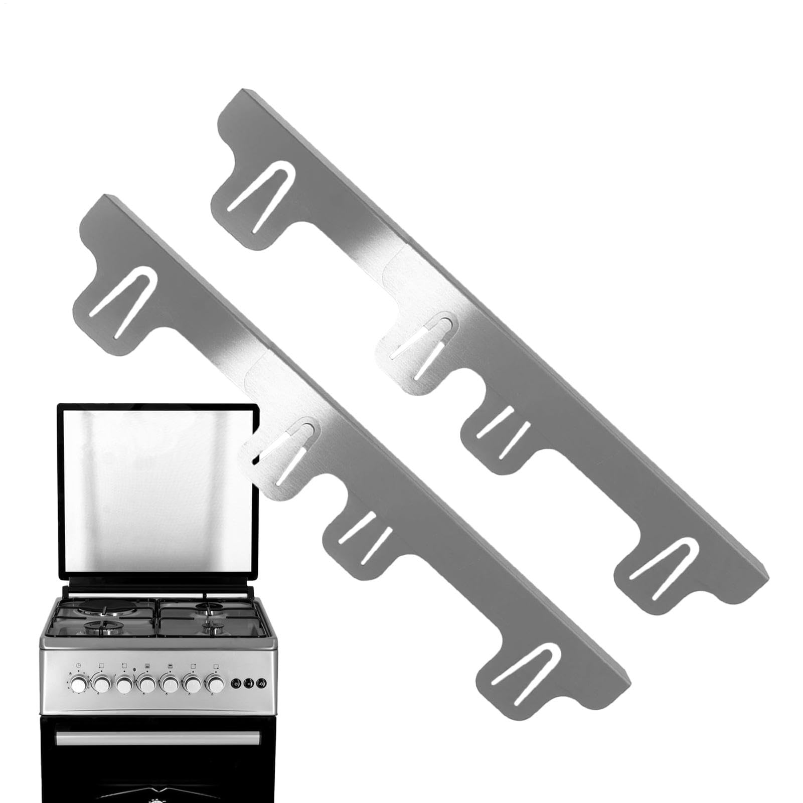 2pcs Stove Gap Covers Stainless Steel, Stove Gap Cover, Cooker Sides Gap Filler, Range Trim Kit, Kitchen Stove Counter Gap Cover, Stove Counter Gap Covers Retractable Sleek Seamless Design For Kitchen