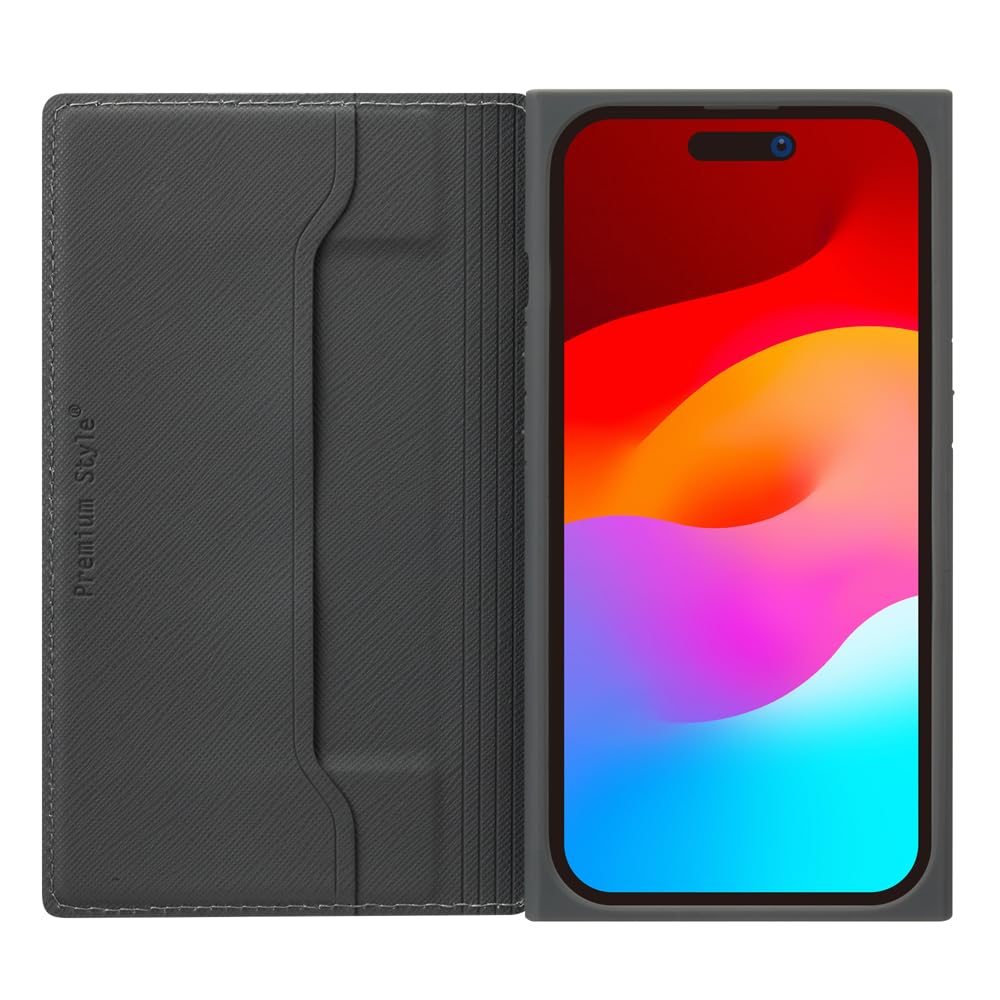 Amazon.co.jp: iPhone15 ガラスフリップケース スクエアデザイン