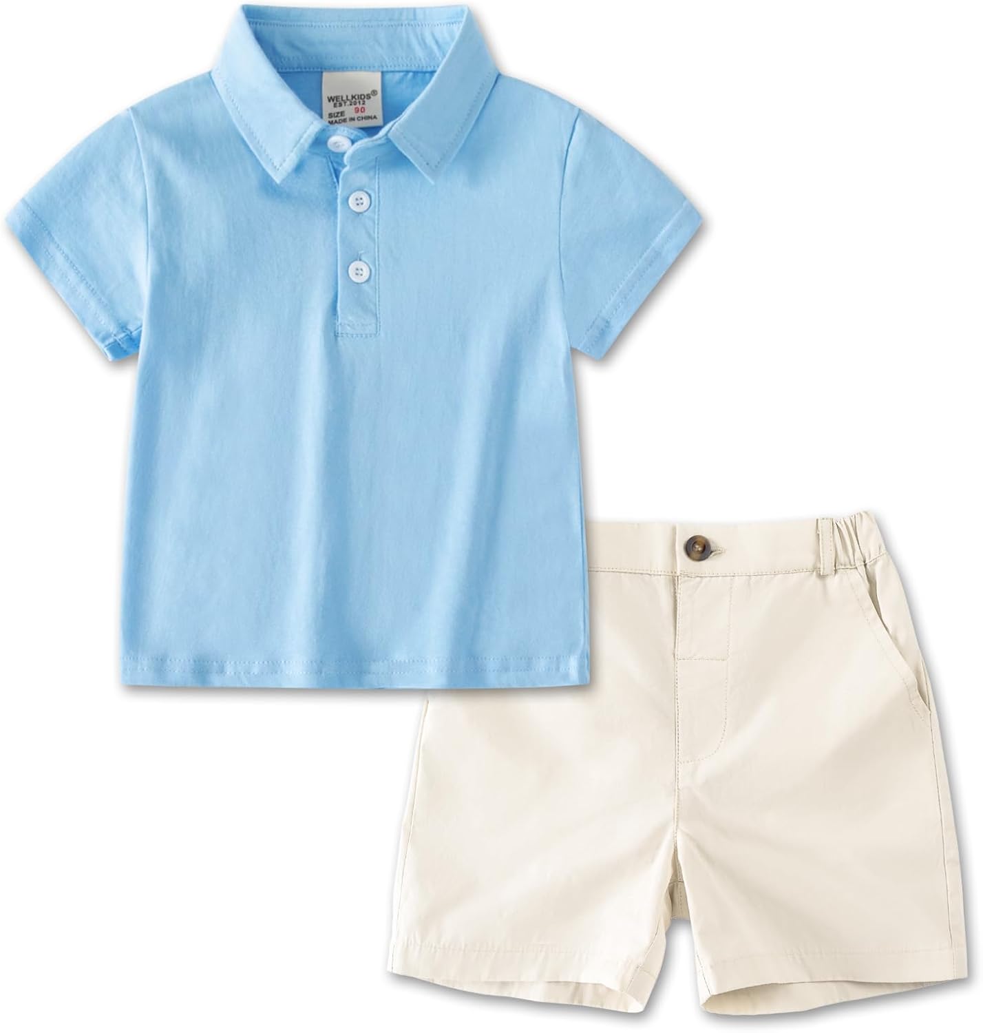 Volunboy Baby Boy Summer Clothes Short Sleeve Polo Shirts Shorts Set Pique Beach Outfits 18 Months to 6 Years 5-6 Years Blue