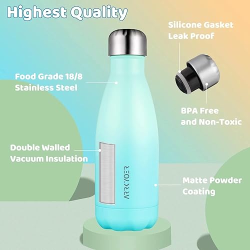 Miniatura 8 de Botella de agua deportiva de 17 onzas, termo de acero inoxidable con aislamiento al vacío, a prueba de fugas y sudor, sin BPA, apta para