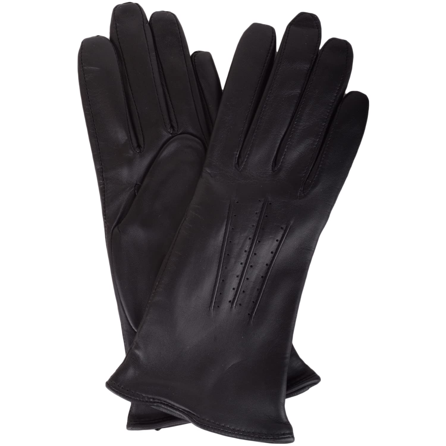 Snugrugs Women's Black Soft Leather Winter Glove With Three Point Stitch Detail, Medium (7")