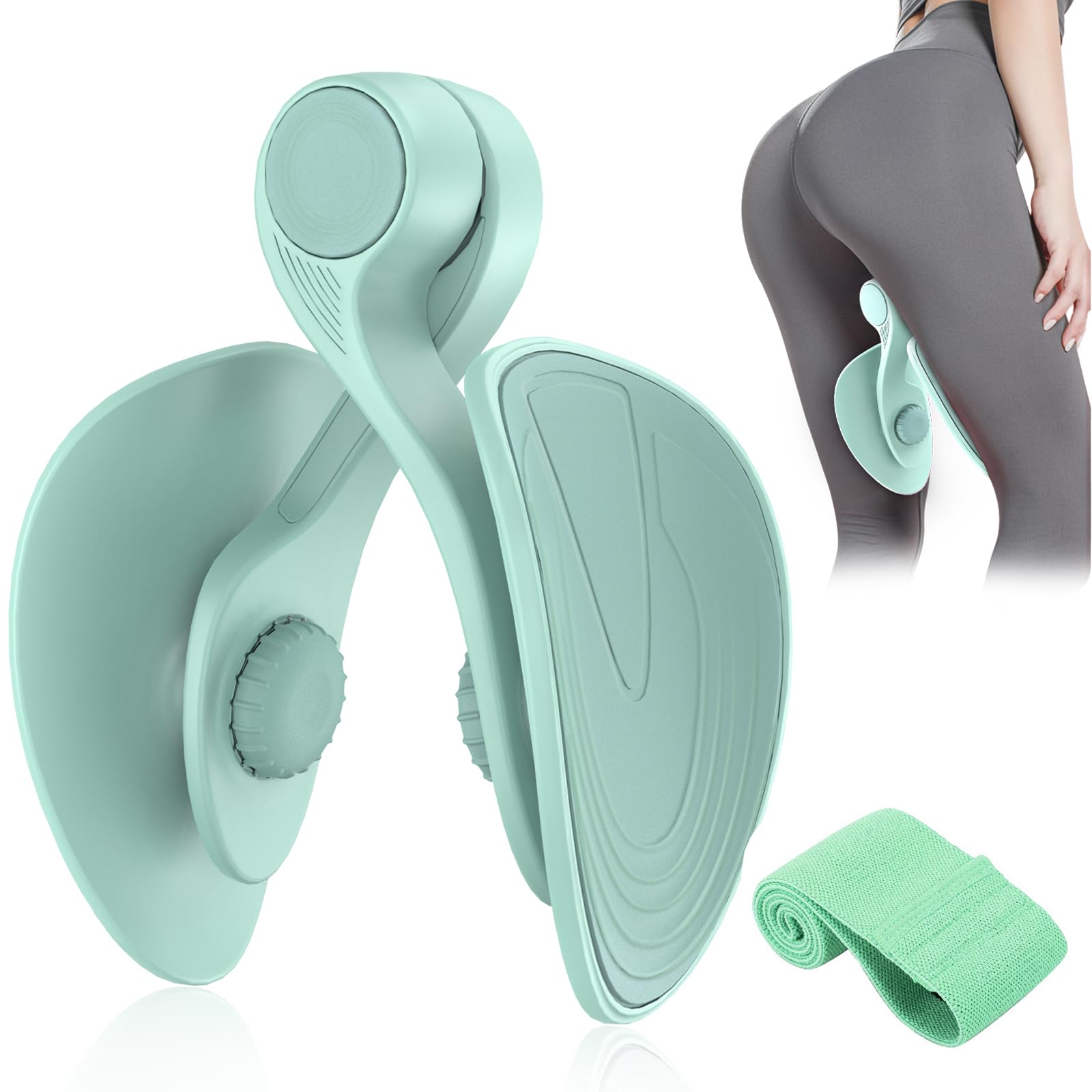 Oberschenkeltrainer 16kg Beckenboden Trainer, Beinpresse für Zuhause Kegel Beintrainer für Damen und Männer, Beckenbodentrainer für Frauen & Männer, Gesäßtrainer für Postpartale Erholung mit Band